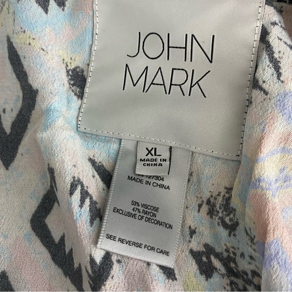 John Mark Embroidered Trim Patchwork Kimono Cardigan XL Blue Black Multi Color - Picture 8 of 11